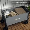 Outsunny 120L Festival Trolley on Wheels, Folding & Compact Camping Trolley Cart with Adjustable Handle for Garden, Beach, Fishing, Grey