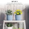 Outsunny Set of 2 Plastic Round Plant Pots Outdoor 22cm, Garden Planters, Flower Pots for Garden Decoration, Patios, Indoor, Outdoor, Home, Blue