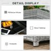 Outsunny 5 Pieces PE Rattan Garden Furniture Set with Corner Sofa, Patio Sofa Set with Glass Table, Stools, Cushions, for Poolside, Mixed Grey