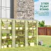 Outsunny 3 Tier Lean-to Mini Greenhouse with Reinforced Plastic Cover, Portable Indoor Outdoor Green House with 3 Roll-up Doors and 9 Wire Shelves, 151H x 215W x 46Dcm, Clear
