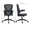 Vinsetto Ergonomic Mesh Office Chair with 90° Flip-up Armrests and Lumbar Support, Height Adjustable Computer Chair with Swivel Wheels, Black