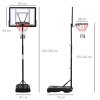 HOMCOM 5-7FT Height Adjustable Basketball Hoop and Stand, Freestanding Portable Basketball Hoop System with Fillable Base, Wheels, for Teens, Juniors, Adults, 1.55-2.1m