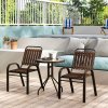 Outsunny 3 Pieces Patio Bistro Set, Garden Furniture Set with Stackable Chairs, Tempered Glass Table, Rust Resistant for Outdoor, Balcony, Patio, Garden, Dark Brown