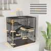 PawHut Hamster Cage with Deep Tempered Glass Bottom, 4 Tier Large Hamster Tank with Hut, Running Wheel, Platforms, Ramps, Food Dish, Water Bottle, for Syrian, Dwarf, Rats, Gerbils, 78.5 x 48.5 x 80cm