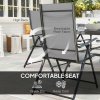 Outsunny 7 Pieces Garden Dining Set, 6 Seater Garden Furniture Set with Parasol Hole, Outdoor Dining Set with High Back Folding Chairs and Square Metal Top Table for Outdoor Patio, Grey