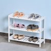 HOMCOM 3-Tier Shoe Rack Wood Frame Slatted Shelves Spacious Open Hygienic Storage Home Hallway Furniture Family Guests 70L x 26W x 57.5H cm