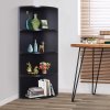 HOMCOM 4-Tier Corner Open Shelf Bookcase Freestanding Fan Bookshelf Plants Stand, 40x40x120cm, Black
