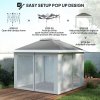 Outsunny 3.3 x 3.3m Pop Up Gazebo, Double Roof Foldable Canopy Tent with Zipped Mesh Sidewalls, Height Adjustable and Carrying Bag, Event Tent for Patio Garden, Dark Grey