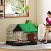 PawHut Rabbit Cage Guinea Pig Playpen Small Animal House for Kitties Puppies, w/ Water Proof Oxford Roof Floor 90 x 75 x 75 cm