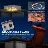 Outsunny Square Propane Gas Fire Pit Table, 50000 BTU Rattan Smokeless Firepit Patio Heater with Glass Screen, Glass Beads and Lid, 81cm x 81cm x 64cm, Grey