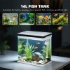 PawHut Fish Tank, 14L Glass Aquarium with Filter System, LED Lights, Water Pump, Betta Fish Tank for Goldfish, Shrimps, White