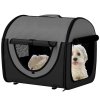 PawHut Foldable Pet Carrier for Miniature Dogs, Portable Cat Carrier Bag Soft Side Fabric Dog Crate with Removable Mat, Breathable Mesh, Ground Stakes, 46L x 36W x 41H cm - Black