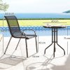 Outsunny 3 Pieces Garden Dining Set, 2 Seater Garden Furniture with High Back Stackable Chairs and Round Glass Top Table, Outdoor Bistro Set for Patio, Black