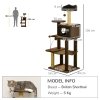 PawHut 136cm Cat Tree for Indoor Cats, Cat Tower with Scratching Posts, Hammock, Toy Ball, Cat House, Platforms - Brown