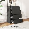HOMCOM Chest of Drawers, 4 Drawers Storage Cabinet Floor Tower Cupboard for Bedroom Living Room, Black