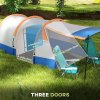 Outsunny 2-3 Man Camping Tent, Tunnel Tent with Weights, Bedroom and Living Room, 2000mm Waterproof, Portable with Bag, for Fishing Hiking Festival, Orange