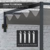 Outsunny 2 x 3(m) Lean To Pergola with Retractable Roof, Wall Mounted Garden Gazebo Outdoor Sun Shade Shelter for Patio, Deck, Dark Grey