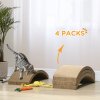 PawHut Cat Scratching Board, 4 piece Set Scratch Pad Reversible, Cat Scratcher Replacement for Cat Treadmill, Indoor Kitten, Scratching Boards Only, 55 x 26cm - Brown