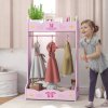AIYAPLAY Wooden Kids Clothes Rail, Dress Up Rail with Top, Bottom Storage Shelves, for 3 Years+, 70 x 37 x 103cm, Pink