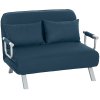 HOMCOM 2 Seater Sofa Bed, Click Clack Convertible Bed Settee, Modern Velvet Feel Fabric Sofa with 2 Cushions for Living Room, Bedroom, Guest Room, Navy Blue