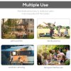 Outsunny 3 x 2.5m Patio Metal Gazebo Door Window Awning Wall Mount Canopy Outdoor Sunshade with Extended Shelter Charcoal Grey