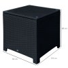 Outsunny Patio PE Rattan Side Table, Square Outdoor Coffee Table w/ Tempered Glass Top, Black