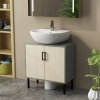 kleankin Under Sink Cabinet, Bathroom Sink Cabinet, Floor Basin Storage Cupboard with Double Doors and Shelf, 60 x 30 x 60 cm, Natural Tone