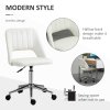 Vinsetto Mid Back Office Chair, Velvet Fabric Swivel Scallop Shape Computer Desk Chair for Home Study Bedroom, Cream White