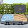 Outsunny 90kg Cantilever Parasol Base with Wheels, Water and Sand Filled Umbrella Stand Weights for Garden Banana Parasol with T-shaped Cross Base and Handle, Black