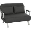 HOMCOM 2 Seater Sofa Bed, Click Clack Convertible Bed Settee, Modern Velvet Feel Fabric Sofa with 2 Cushions for Living Room, Bedroom, Guest Room, Charcoal Grey