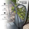 Outsunny Outdoor PE Rattan Swing Chair with Cushion, Foldable Basket Patio Hanging Chair with Metal Stand, 360 degree Rotation Spring Hook, Basket Height Adjust with Metal Chain, Grey