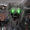 HOMCOM 210cm Skeleton Werewolf Outdoor Halloween Decoration, Halloween Animatronic with Sound Activated, Light Up Eyes, Sound Effects, Animated Prop for Haunted House