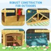 AIYAPLAY Wooden Playhouse for Kids Outdoor, Foldable Wendy House with Windows, Working Door, Service Stations, Rain Covers, Blackboards, Kids Garden Toys for 3-8 Years