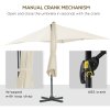 Outsunny 2.5 x 2.5m Patio Offset Parasol Umbrella Cantilever Hanging Aluminium Sun Shade Canopy Shelter 360 Rotation with Crank Handle and Cross Base, Cream White
