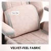 HOMCOM Gaming Chair with Lumbar Support, Headrest for Adults, Fabric Desk Computer Chair with Adjustable Height and Armrest, 360 Swivel for Home Office, Pale Pink