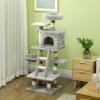 PawHut 132cm Cat Tree for Large Cats, Cat Activity Centre with Scratching Posts, Hammock, Cat House, Bed, Perches, Ladder, for Indoor Use - Grey