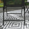 Outsunny Garden Bistro Set, 3 Pieces Table and Chairs Set, Outdoor Garden Furniture with Foldable Breathable Mesh Fabric Armchairs & Glass Top Coffee Table, Black
