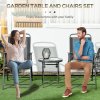Outsunny Garden Bistro Set, 3 Pieces Table and Chairs Set, Outdoor Garden Furniture with Foldable Breathable Mesh Fabric Armchairs & Glass Top Coffee Table, Dark Grey