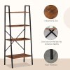 HOMCOM Ladder Shelf, Bookshelf, 4-Tier Industrial Storage Rack for Living Room, Bedroom, Kitchen