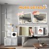 PawHut Cat Tree with Hidden Litter Box, 2-in-1 Floor-to-Ceiling Cat Litter Box Furniture with Cat House, Bed, Hammock, Scratching Posts and Platforms for Indoor Use - Grey