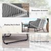 Outsunny 4 Piece Rattan Garden Furniture Set, Wicker Patio Outdoor Furniture Set with Loveseat, Armchairs, Glass Top Coffee Table and Cushions for Patio, Conservatory, Balcony, Grey