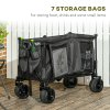 Outsunny Folding Garden Trolley, Cargo Traile on Wheels, Collapsible Camping Trolley, Outdoor Utility Wagon with Steel Frame and Oxford Fabric, Dark Grey