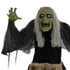 HOMCOM 160cm Witch Outdoor Halloween Decoration, Halloween Animatronic with Sound Activated, Light Up Eyes, Sound Effects, Animated Prop for Haunted House