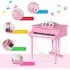 HOMCOM 30 Keys Kids Keyboard Piano Mini Piano Set Grand Piano with Music Stand and Bench Pink