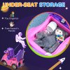 AIYAPLAY 3 in 1 Ride on Push Car, Cartoon Robot Theme Foot to Floor Slider, Baby Push Along Car with Parent Handle, Light Music Horn, Underneath Storage, for Boys Girls 12-36 Months - Pink