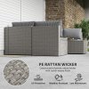 Outsunny 7 Pieces Rattan Garden Furniture Set, 6 Seater Garden Corner Sofa with Wide Seat, Cushions and Glass Top Table, Sectional Outdoor Furniture Conservatory Set for Patio, Grey