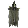 Outsunny 170 cm Life Size Hanging Halloween Animated Witch with Glowing LED Eyes, Spooky Witch Scary Halloween Decorations, Battery Operated, Indoor Party Props