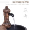 Outsunny Barrel Patio Water Fountain Wood Garden Decorative Ornament Water Feature w/ Electric Pump