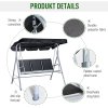 Outsunny 3 Seater Swing Chair, Garden Swing Bench with Adjustable Tilting Canopy, Breathable Mesh Seat and Heavy Duty Metal Frame for Patio, Yard, Black