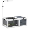 PawHut Tortoise House, Wooden Tortoise Table, Tortoise Enclosure with Adjustable Lamp Holder, Openable Lids, Pull-Out Trays - Grey